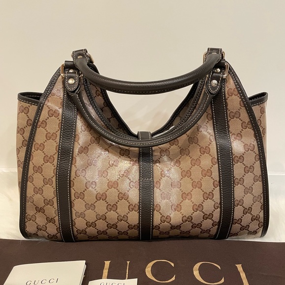 GUCCI 265699 Crystal Monogram Medium Joy Shoulder Bag Dark Brown - Picture 7 of 11